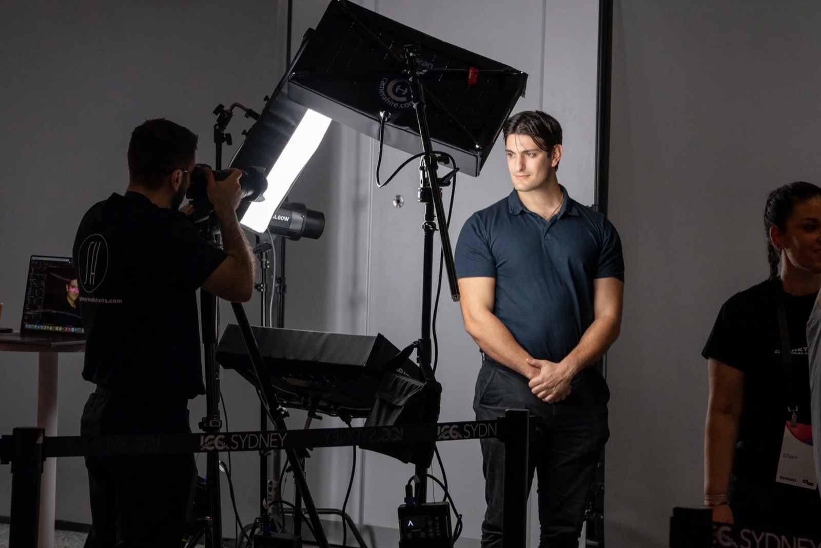 Conference headshot activation lighting setup at a Sydney event